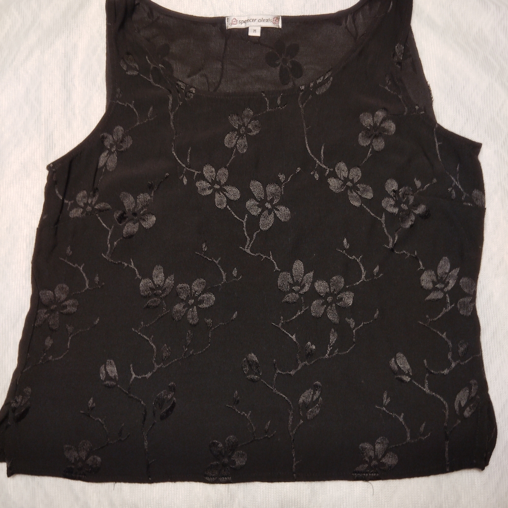 Elegant Black Floral Tank Top